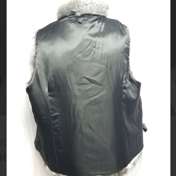 Joanna Hope Gray white Faux Fur Vest Jacket Sz 22 black leather buckle closure - Picture 4 of 6